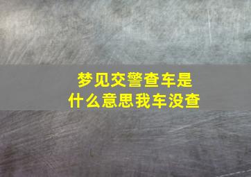 梦见交警查车是什么意思我车没查,梦见交警没有查我的车