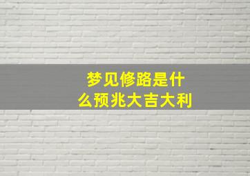 梦见修路是什么预兆大吉大利