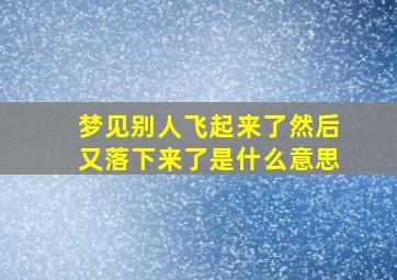 梦见别人飞起来了然后又落下来了是什么意思,梦见别人飞走了是什么意思