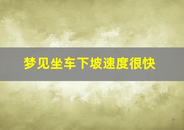 梦见坐车下坡速度很快,梦见坐车下坡速度很快什么意思