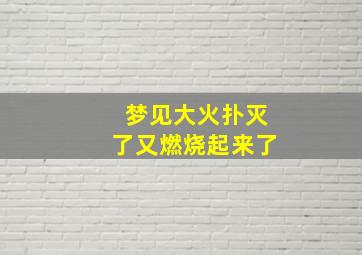 梦见大火扑灭了又燃烧起来了,做梦梦到大火扑灭了又起火了