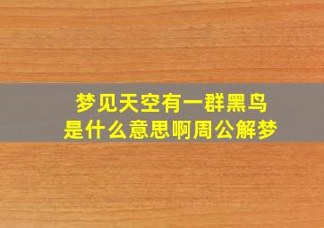 梦见天空有一群黑鸟是什么意思啊周公解梦