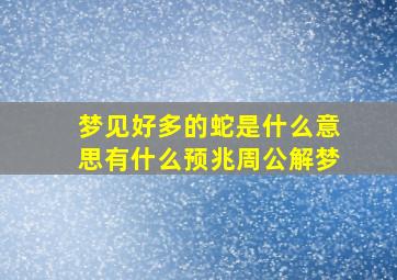 梦见好多的蛇是什么意思有什么预兆周公解梦,梦见好多的蛇是什么意思有什么预兆周公解梦