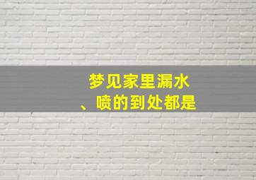 梦见家里漏水、喷的到处都是,梦见家里漏水厉害