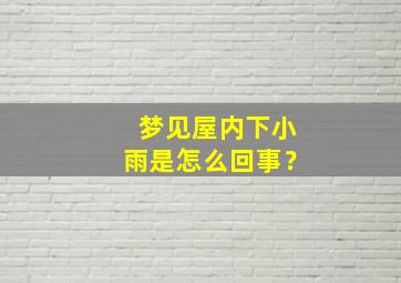 梦见屋内下小雨是怎么回事？,做梦梦到屋内下雨