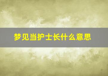 梦见当护士长什么意思,梦到自己当了护士