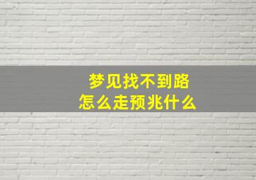 梦见找不到路怎么走预兆什么