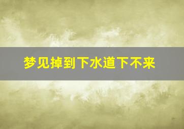 梦见掉到下水道下不来,梦见掉到下水道下不来什么意思