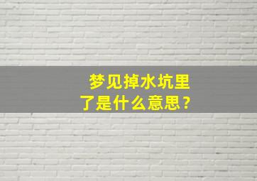 梦见掉水坑里了是什么意思？,做梦梦到掉进水坑里了