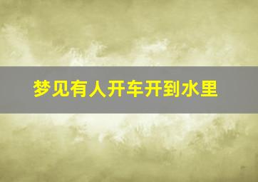 梦见有人开车开到水里,梦见别人开车开水里了人没事是什么意思