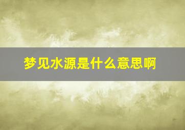 梦见水源是什么意思啊,梦见水源源不断是什么意思