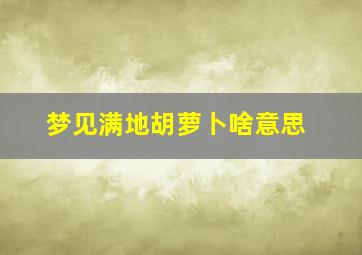 梦见满地胡萝卜啥意思,梦见满地胡萝卜啥意思啊