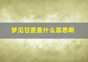 梦见甘蔗是什么意思啊,梦见甘蔗是什么预兆什么号