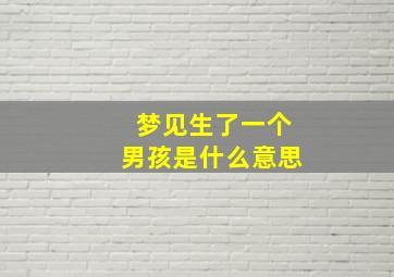 梦见生了一个男孩是什么意思