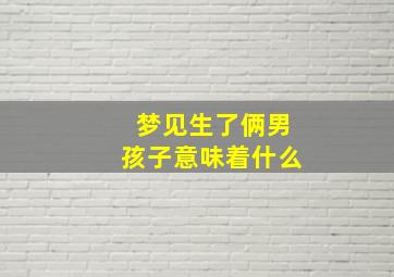 梦见生了俩男孩子意味着什么