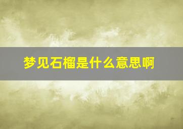 梦见石榴是什么意思啊,梦见石榴是什么意思啊解梦