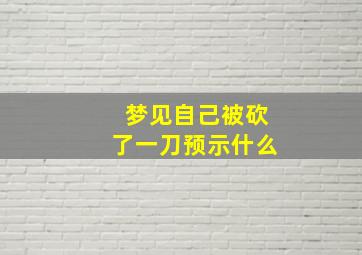 梦见自己被砍了一刀预示什么