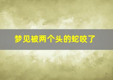 梦见被两个头的蛇咬了,梦见被两个头的蛇咬了一口