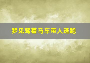 梦见驾着马车带人逃跑,梦见驾着马车带人逃跑什么意思