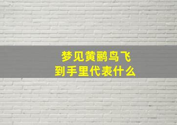 梦见黄鹂鸟飞到手里代表什么,做梦梦见黄鹂鸟窝里有幼鸟