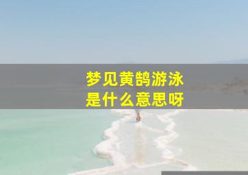 梦见黄鹄游泳是什么意思呀,梦见黄水里游泳