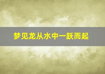 梦见龙从水中一跃而起,梦见龙从水中一跃而起被我抓住