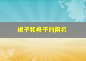 橘子和橙子的网名,跟橙子搭配的情侣网名