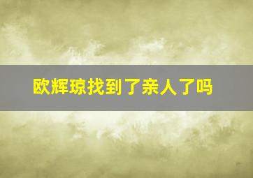 欧辉琼找到了亲人了吗,欧辉琼的亲生儿子找到了吗