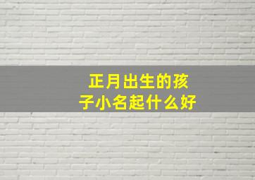 正月出生的孩子小名起什么好,正月出生的小孩小名怎么取