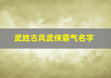 武姓古风武侠霸气名字,姓武的昵称