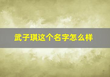 武子琪这个名字怎么样,武子琪这个名字怎么样女孩