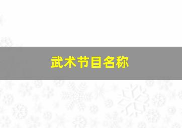 武术节目名称,武术节目名称与拳法有关