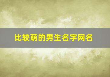 比较萌的男生名字网名,比较萌的男孩网名