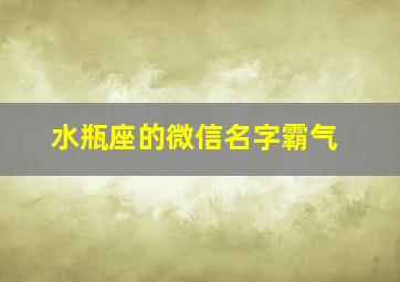 水瓶座的微信名字霸气,水瓶座的微信名字霸气男