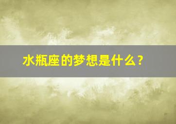 水瓶座的梦想是什么？,水瓶座的想象