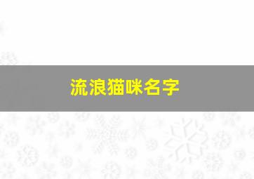 流浪猫咪名字,流浪猫咪名字大全