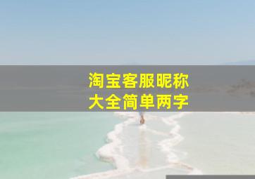 淘宝客服昵称大全简单两字,淘宝客服昵称大全简单两字霸气