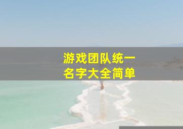 游戏团队统一名字大全简单,游戏团队取名字大全霸气