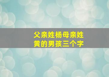 父亲姓杨母亲姓黄的男孩三个字,父姓杨母姓黄取名