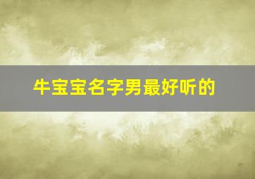 牛宝宝名字男最好听的,牛宝宝的名字大全男