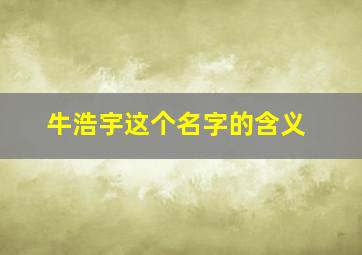 牛浩宇这个名字的含义,牛宝宝浩宇