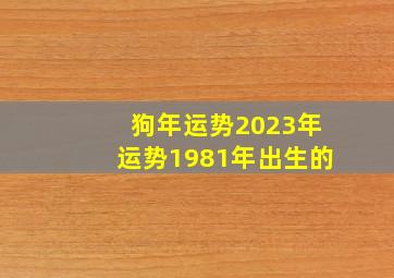 狗年运势2023年运势1981年出生的,属狗人2023年运势运程