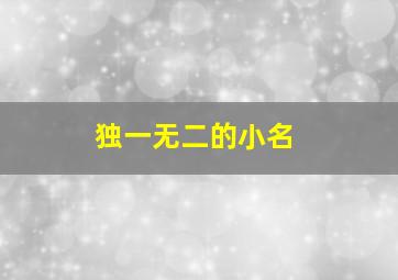 独一无二的小名