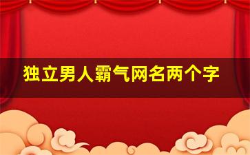 独立男人霸气网名两个字,男人网名有品位霸气两个字