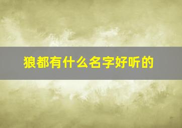 狼都有什么名字好听的,各种狼的名字大全