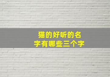 猫的好听的名字有哪些三个字,猫的好听的名字大全