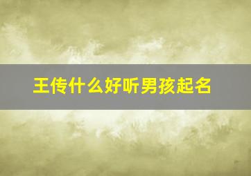 王传什么好听男孩起名,王传什么好听男孩起名2024