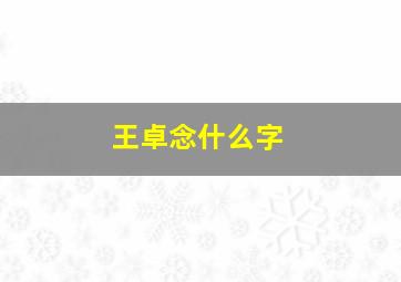 王卓念什么字,王卓的成就及荣誉