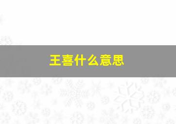 王喜什么意思,王喜说什么了