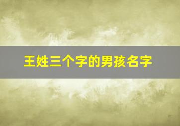 王姓三个字的男孩名字,王姓三个字的男孩名字大全